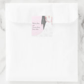 ヴィンテージ結婚ピンクの新郎新婦 スクエアシール (バッグ)