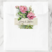 ヴィンテージ結婚ピンクバラ スクエアシール (バッグ)