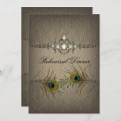 ヴィンテージ結婚ピーコックのリハーサルディナー招待状 招待状 (正面/裏面)