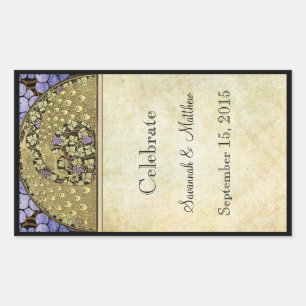 ヴィンテージ結婚ピーコックのワインラベル 長方形シール