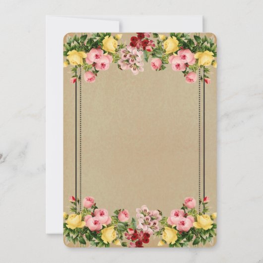 ヴィンテージ結婚フローラのリハーサル 招待状 (裏面)