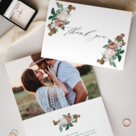 ヴィンテージ結婚フローラの写真サンキューカード カード