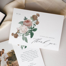 ヴィンテージ結婚フローラの写真サンキューカード