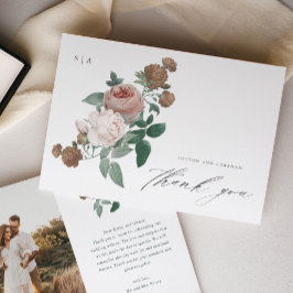 ヴィンテージ結婚フローラの写真サンキューカード カード