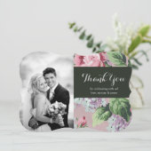 ヴィンテージ結婚フローラの写真サンキューカード 招待状 (スタンド正面)