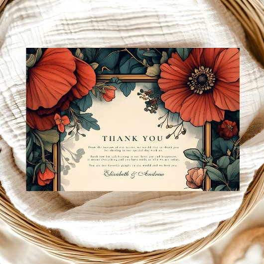 ヴィンテージ結婚フローラアールヌーボー サンキューカード