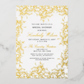 ヴィンテージ結婚フローラブライダルシャワー 箔招待状 (正面)