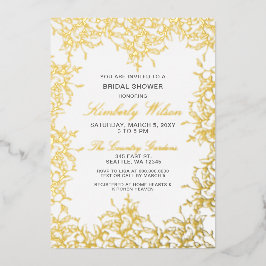 ヴィンテージ結婚フローラブライダルシャワー 箔招待状