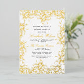 ヴィンテージ結婚フローラブライダルシャワー 箔招待状 (立ち正面)