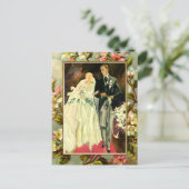 ヴィンテージ結婚フローラ対テンプレート ポストカード (スタンド正面)