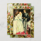 ヴィンテージ結婚フローラ対テンプレート ポストカード (正面/裏面)