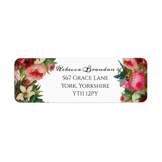 ヴィンテージ結婚フローラ差出人住所ラベル ラベル (正面)