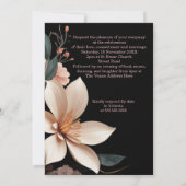 ヴィンテージ結婚フローラ桃色の花黒 招待状 (裏面)