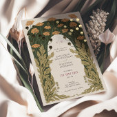 ヴィンテージ結婚フローラ金ゴールド 箔招待状