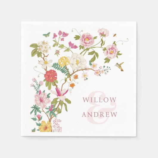 ヴィンテージ結婚フローラ スタンダードカクテルナプキン (正面)