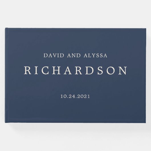 ヴィンテージ結婚フローラ | ネイビーとクリーム ゲストブック (正面)