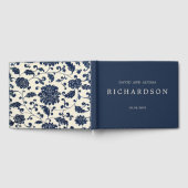 ヴィンテージ結婚フローラ | ネイビーとクリーム ゲストブック (全面)