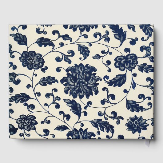 ヴィンテージ結婚フローラ | ネイビーとクリーム ゲストブック (裏面)