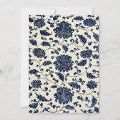 ヴィンテージ結婚フローラ | ネイビーとクリーム 招待状 (裏面)