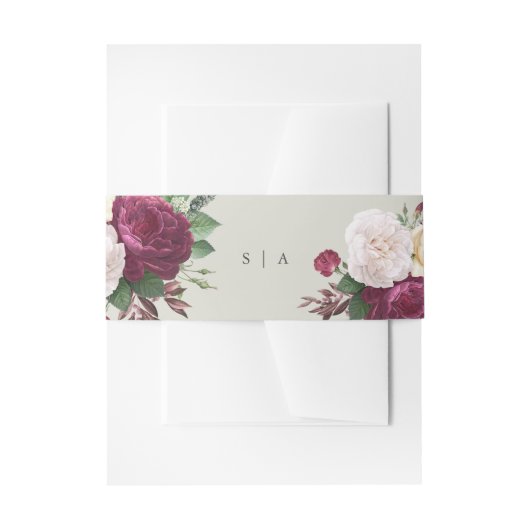 ヴィンテージ結婚フローラ 招待状ベリーバンド (正面例)