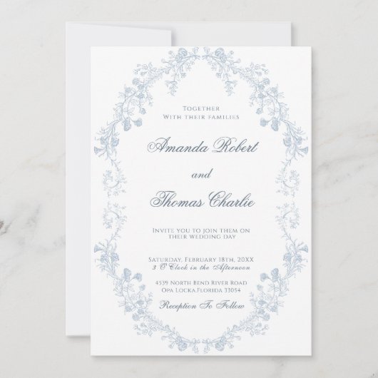 ヴィンテージ結婚フローラ 招待状 (正面)