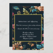 ヴィンテージ結婚フローラ 招待状 (正面/裏面)