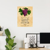 ヴィンテージ結婚ブドウブライダルシャワー歓迎 ポスター (ホームオフィス)