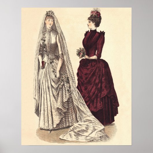 ヴィンテージ結婚ブライダルの女性 ポスター (正面)