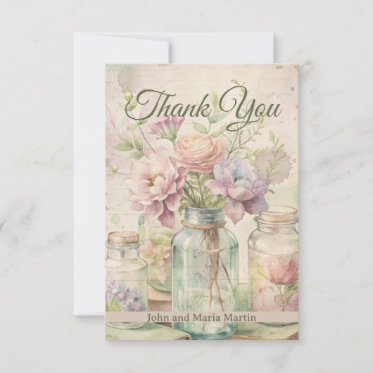 ヴィンテージ結婚ブライダルシャワーありがとう サンキューカード (正面)