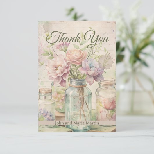 ヴィンテージ結婚ブライダルシャワーありがとう サンキューカード (スタンド正面)