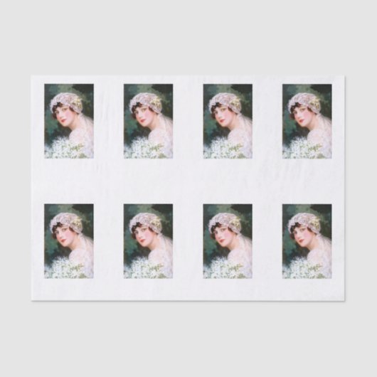 ヴィンテージ結婚ブライドのホワイトレースフローラブーケ 薄葉紙 (正面)