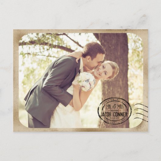 ヴィンテージ結婚ブラウン ポストカード (正面)