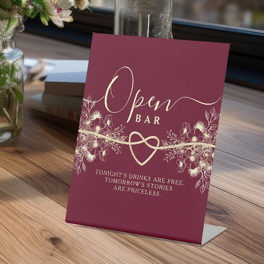 ヴィンテージ結婚ブルゴーニュの開いたバー台座標識 台座サイン