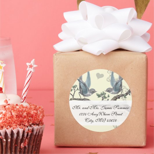 ヴィンテージ結婚ブルーバード差出人住所 ラウンドシール (パーティー)