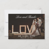 ヴィンテージ結婚ベージュ色のフォトラヴ&感謝してい サンキューカード (裏面)