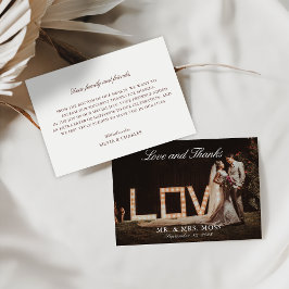 ヴィンテージ結婚ベージュ色のフォトラヴ&感謝してい サンキューカード