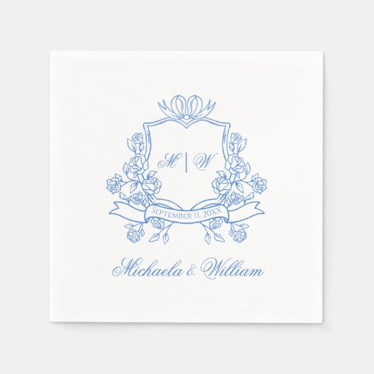 ヴィンテージ結婚モノグラム紙ナプキン スタンダードカクテルナプキン (正面)