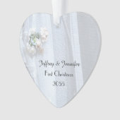 ヴィンテージ結婚レースハートパーソナライズされたオーナメント オーナメント (正面)