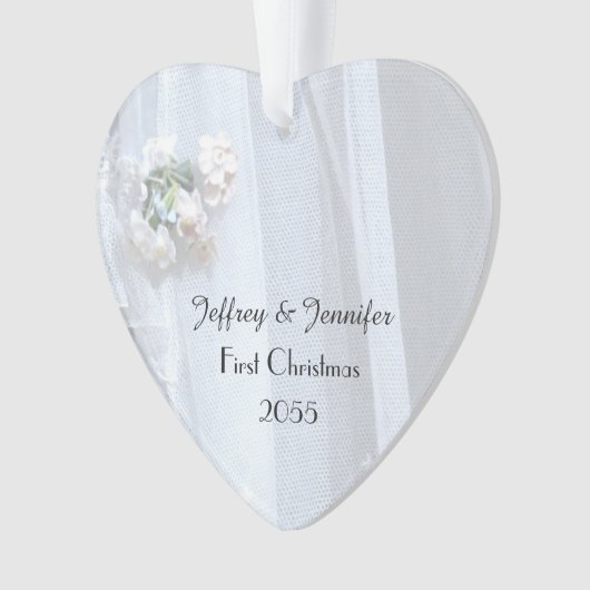 ヴィンテージ結婚レースハートパーソナライズされたオーナメント オーナメント (正面)