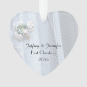 ヴィンテージ結婚レースハートパーソナライズされたオーナメント オーナメント (正面)