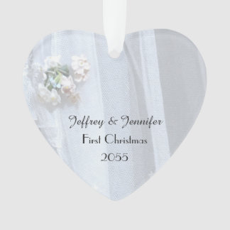 ヴィンテージ結婚レースハートパーソナライズされたオーナメント オーナメント