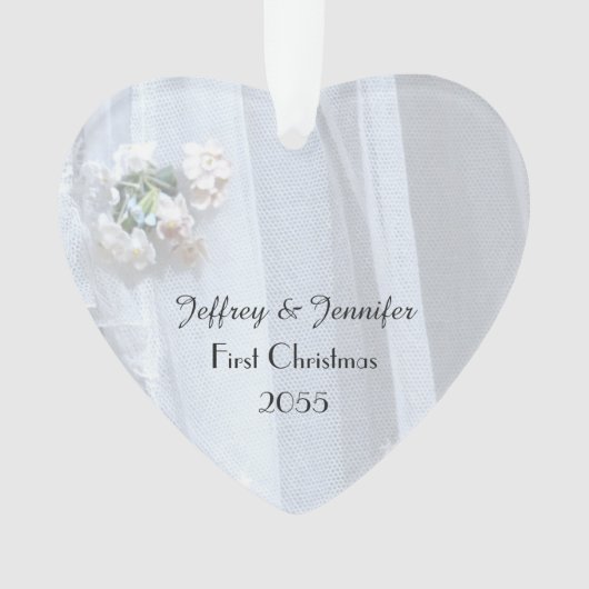 ヴィンテージ結婚レースハートパーソナライズされたオーナメント オーナメント (正面)