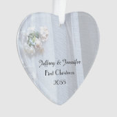 ヴィンテージ結婚レースハートパーソナライズされたオーナメント オーナメント (正面)