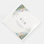 ヴィンテージ結婚ワイルドフラワーのナプキン (コーナー)