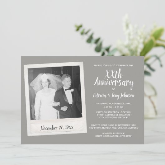 ヴィンテージ結婚写真を使用した記念日 招待状 (スタンド正面)