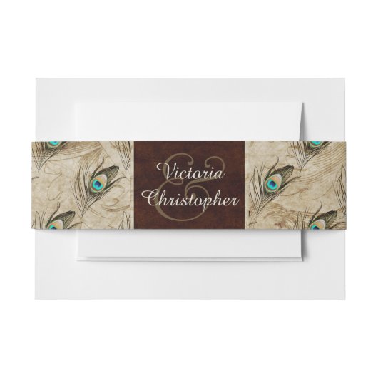 ヴィンテージ結婚孔雀 招待状ベリーバンド (正面例)