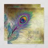 ヴィンテージ結婚孔雀 招待状 (正面/裏面)