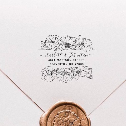 ヴィンテージ結婚差出人住所エレガント セルフインキングスタンプ