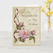 ヴィンテージ結婚式おめでとう カード (黄色い花)