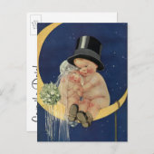 ヴィンテージ結婚式かわいい新郎新婦デートを保存 案内ポストカード (正面/裏面)